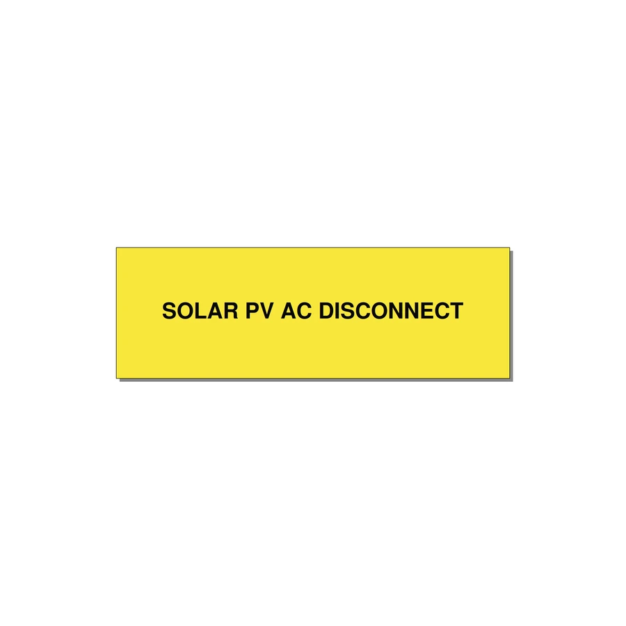 3.0x1.0" Disconnect Switch Label - SOLAR PV AC DISCONNECT — 3x1" Black on Yellow, Adhesive