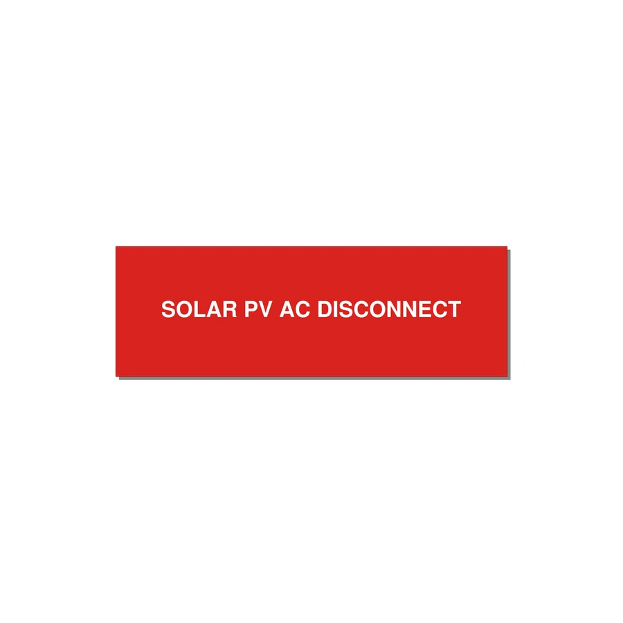 3.0x1.0" Disconnect Switch Label - SOLAR PV AC DISCONNECT — 3x1" White on Red, Holes