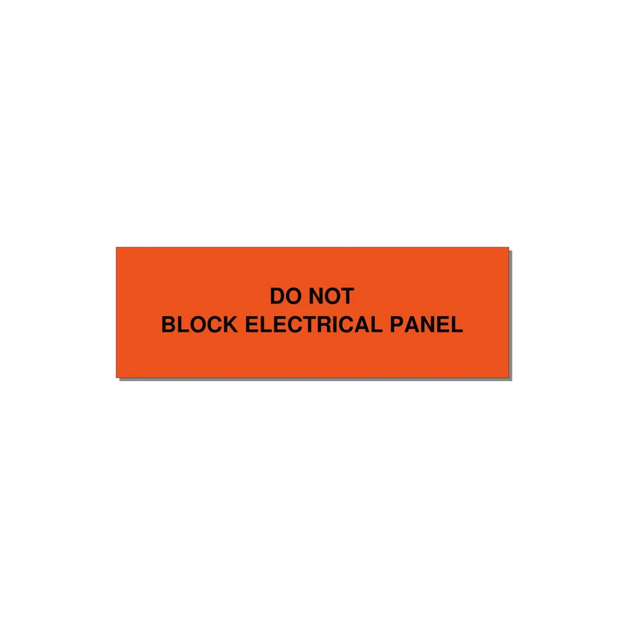 3.0x1.0" Electrical Safety Label - DO NOT BLOCK ELECTRICAL P — 3x1" Black on Orange, Holes