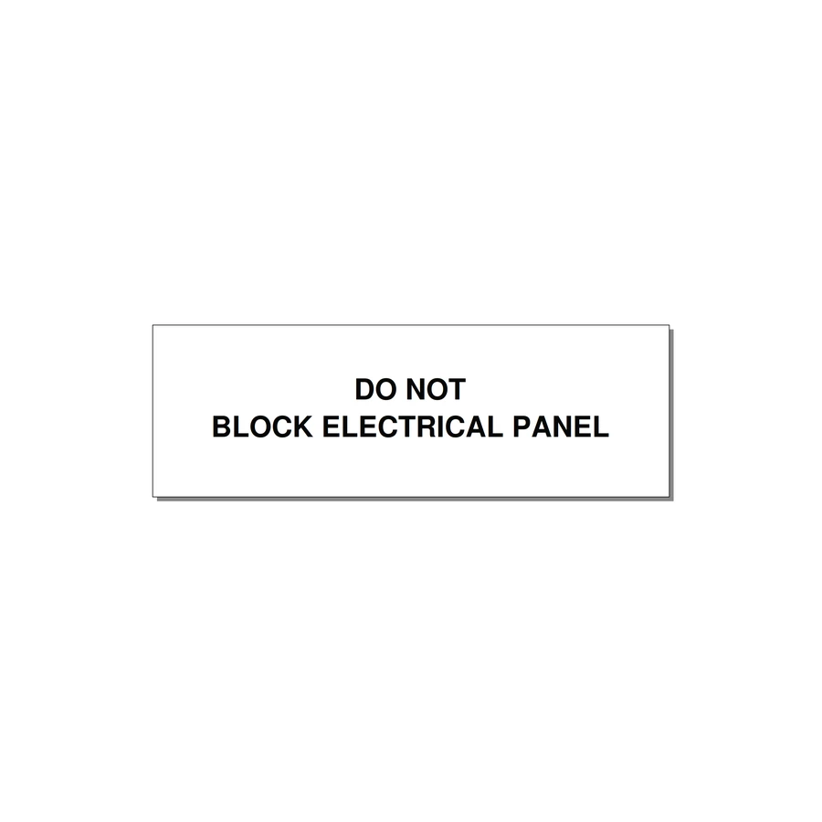 3.0x1.0" Electrical Safety Label - DO NOT BLOCK ELECTRICAL P — 3x1" Black on White, Adhesive