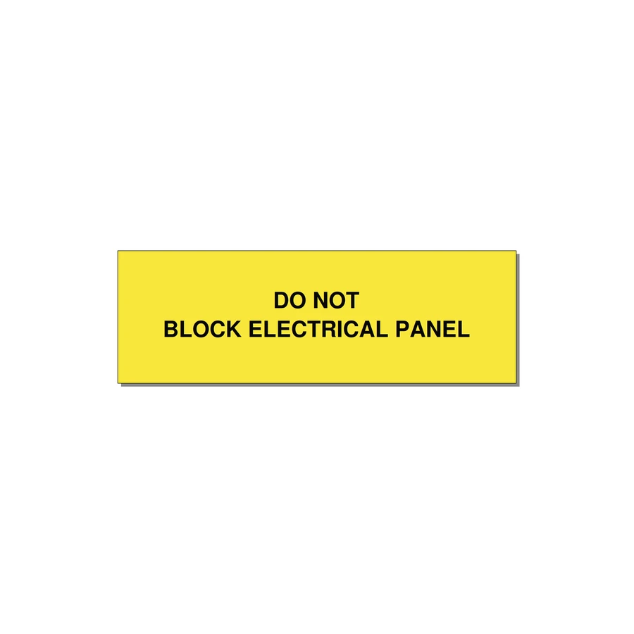 3.0x1.0" Electrical Safety Label - DO NOT BLOCK ELECTRICAL P — 3x1" Black on Yellow, Holes