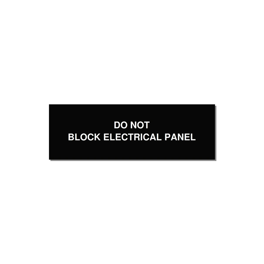 3.0x1.0" Electrical Safety Label - DO NOT BLOCK ELECTRICAL P — 3x1" White on Black, Adhesive