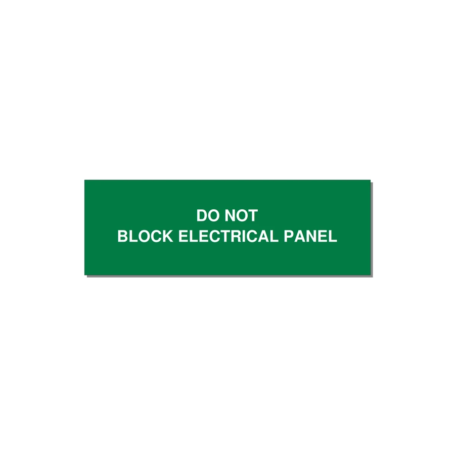 3.0x1.0" Electrical Safety Label - DO NOT BLOCK ELECTRICAL P — 3x1" White on Green, Adhesive