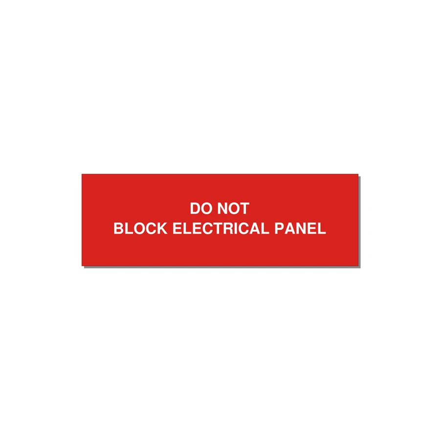 3.0x1.0" Electrical Safety Label - DO NOT BLOCK ELECTRICAL P — 3x1" White on Red, Holes