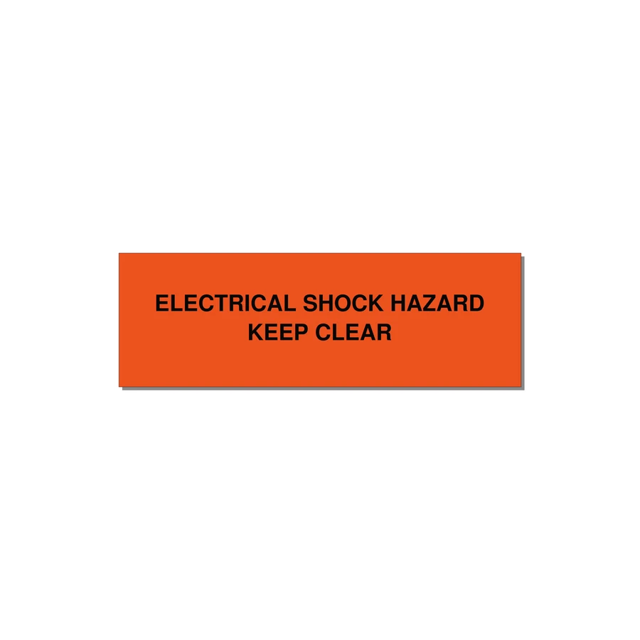 3.0x1.0" Electrical Safety Label - ELECTRICAL SHOCK HAZARD K — 3x1" Black on Orange, Holes