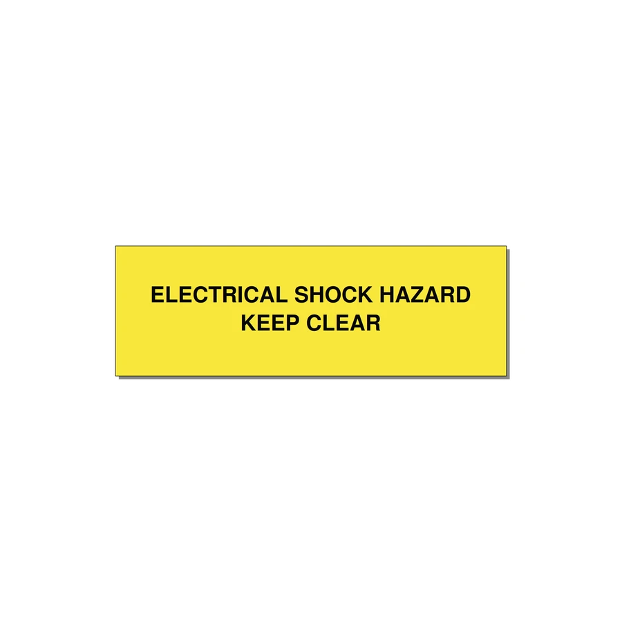 3.0x1.0" Electrical Safety Label - ELECTRICAL SHOCK HAZARD K — 3x1" Black on Yellow, Holes
