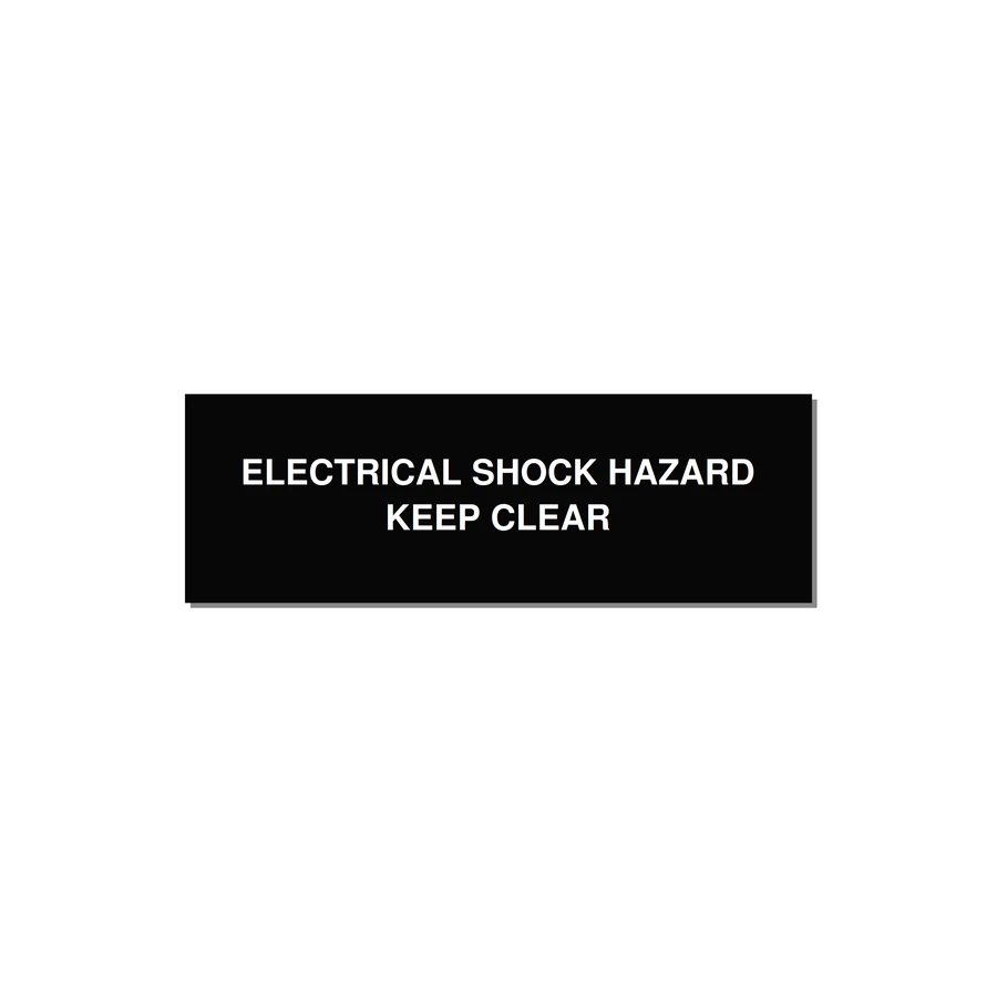 3.0x1.0" Electrical Safety Label - ELECTRICAL SHOCK HAZARD K — 3x1" White on Black, Adhesive