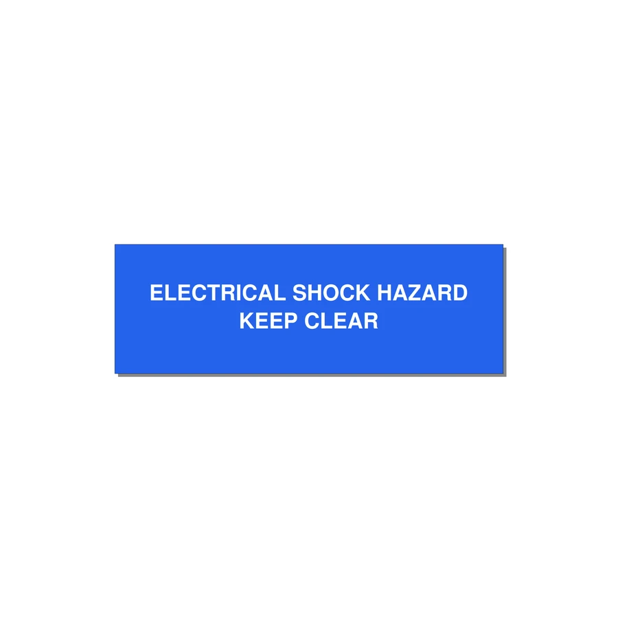3.0x1.0" Electrical Safety Label - ELECTRICAL SHOCK HAZARD K — 3x1" White on Blue, Holes