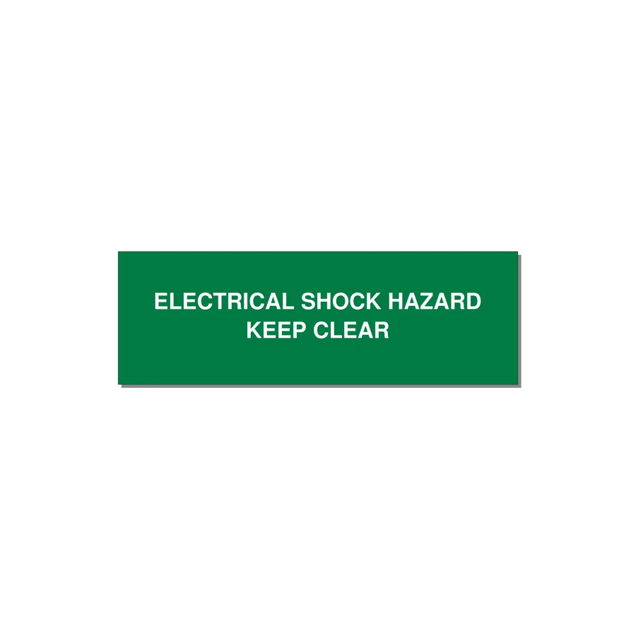 3.0x1.0" Electrical Safety Label - ELECTRICAL SHOCK HAZARD K — 3x1" White on Green, Adhesive