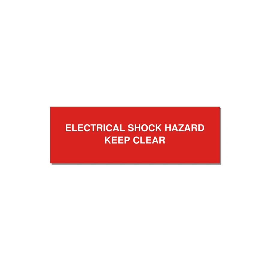 3.0x1.0" Electrical Safety Label - ELECTRICAL SHOCK HAZARD K — 3x1" White on Red, Holes