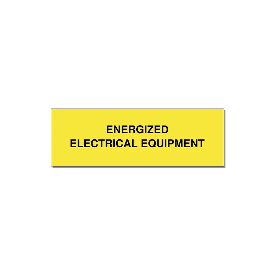 3.0x1.0" Electrical Safety Label - ENERGIZED ELECTRICAL EQUI — 3x1" Black on Yellow, Adhesive