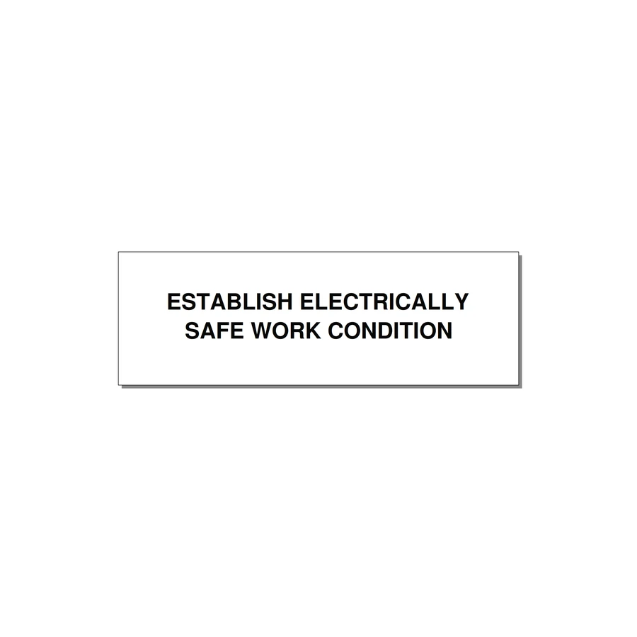 3.0x1.0" Electrical Safety Label - ESTABLISH ELECTRICALLY SA — 3x1" Black on White, Holes