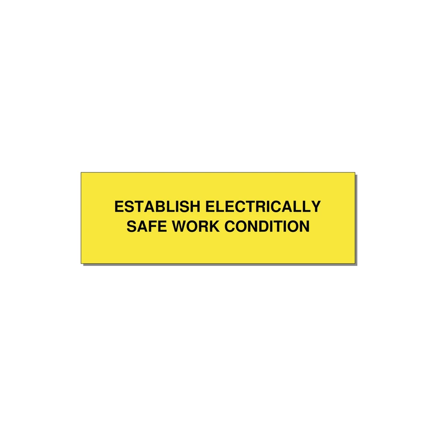 3.0x1.0" Electrical Safety Label - ESTABLISH ELECTRICALLY SA — 3x1" Black on Yellow, Adhesive
