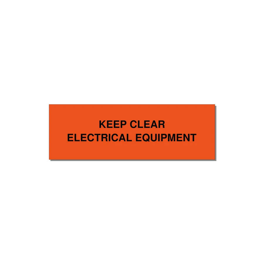 3.0x1.0" Electrical Safety Label - KEEP CLEAR ELECTRICAL EQU — 3x1" Black on Orange, Adhesive