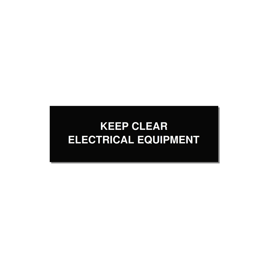 3.0x1.0" Electrical Safety Label - KEEP CLEAR ELECTRICAL EQU — 3x1" White on Black, Adhesive