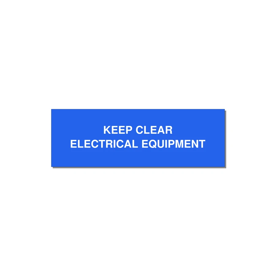 3.0x1.0" Electrical Safety Label - KEEP CLEAR ELECTRICAL EQU — 3x1" White on Blue, Adhesive