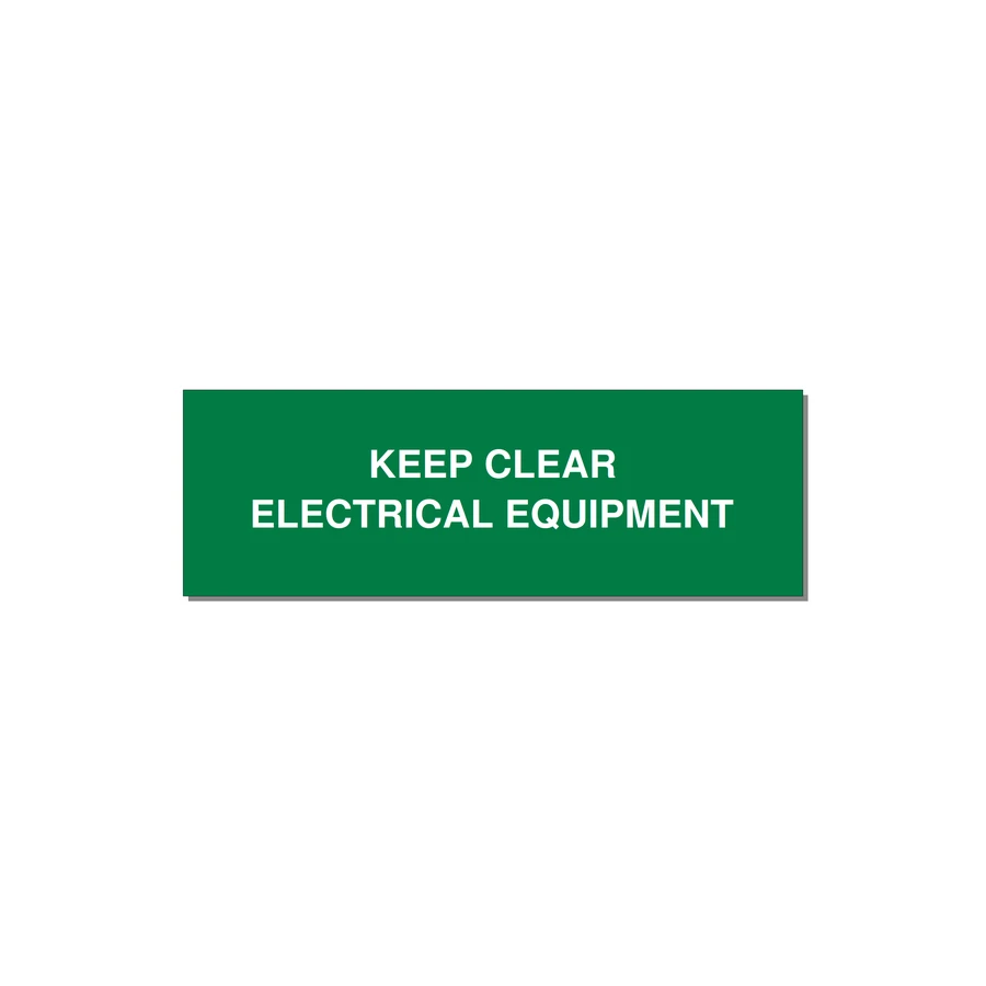 3.0x1.0" Electrical Safety Label - KEEP CLEAR ELECTRICAL EQU — 3x1" White on Green, Adhesive