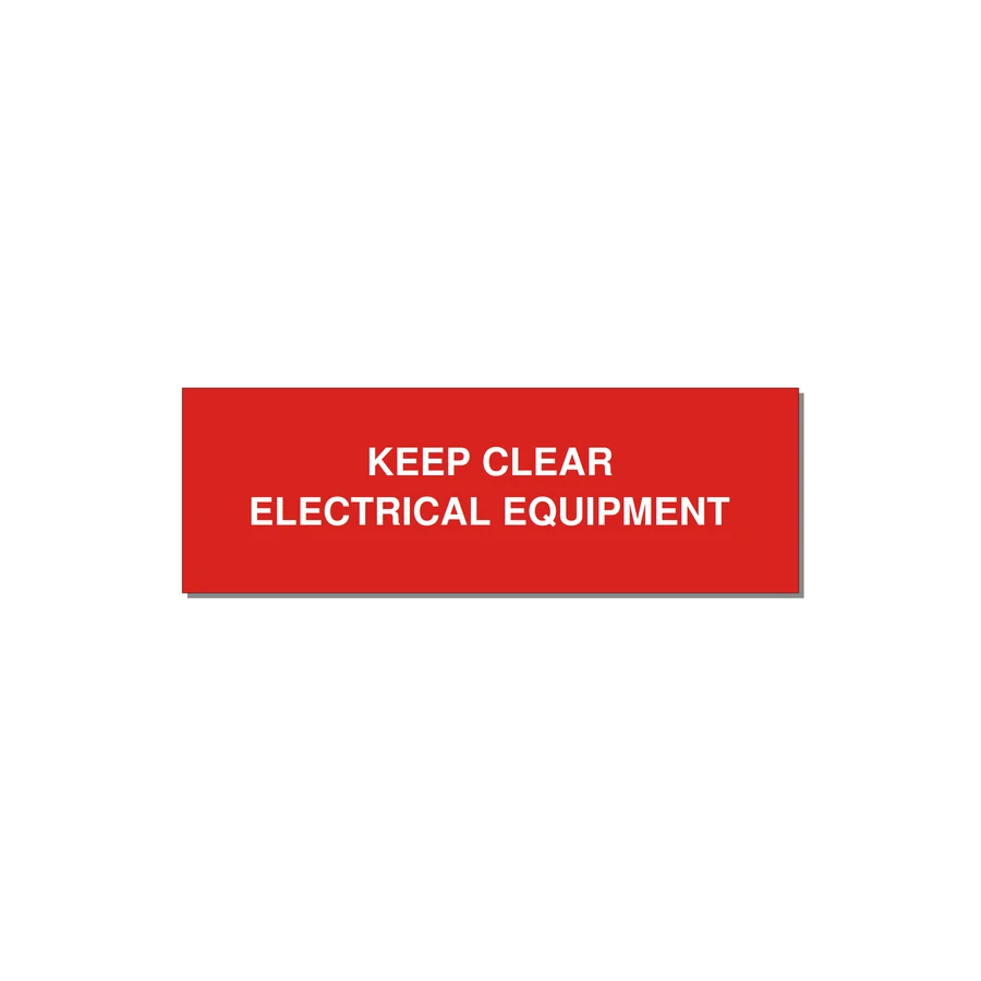 3.0x1.0" Electrical Safety Label - KEEP CLEAR ELECTRICAL EQU — 3x1" White on Red, Adhesive