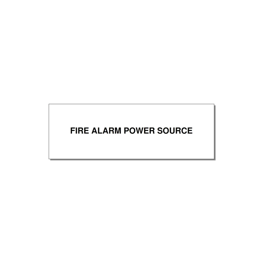 3.0x1.0" Fire Safety Label - FIRE ALARM POWER SOURCE — 3x1" Black on White, Holes
