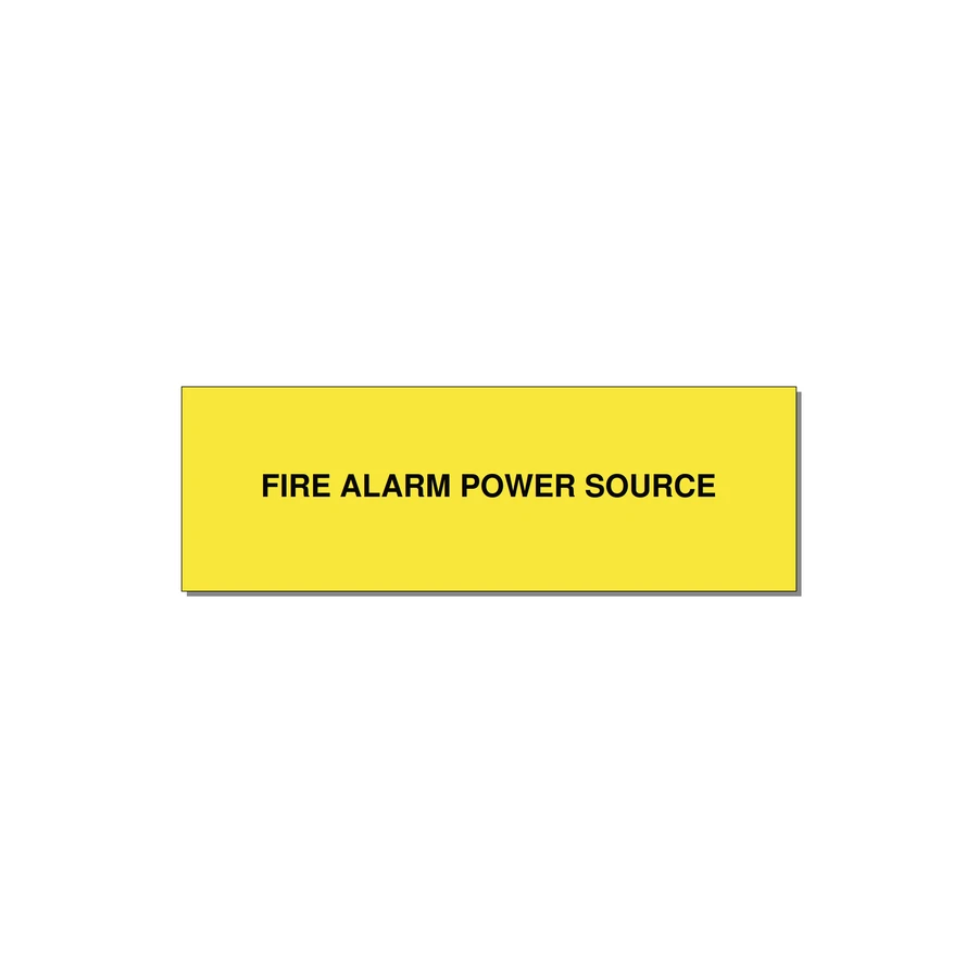 3.0x1.0" Fire Safety Label - FIRE ALARM POWER SOURCE — 3x1" Black on Yellow, Adhesive