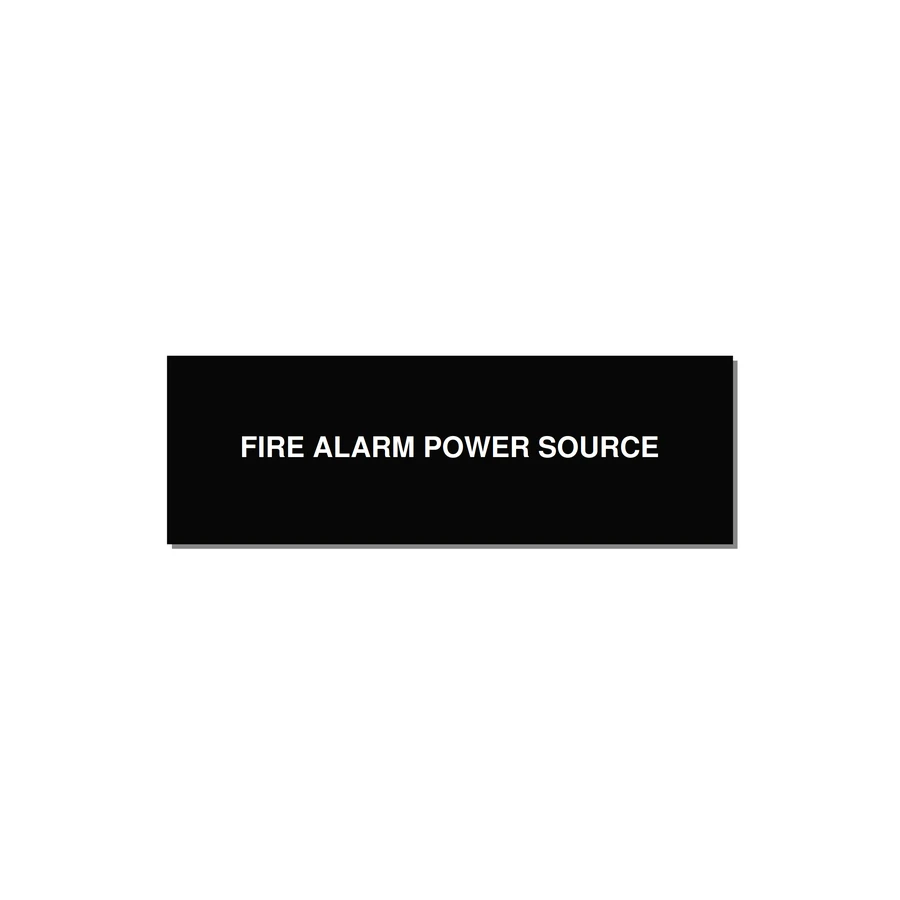 3.0x1.0" Fire Safety Label - FIRE ALARM POWER SOURCE — 3x1" White on Black, Adhesive