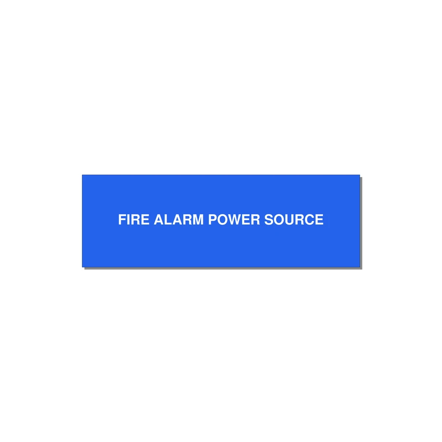 3.0x1.0" Fire Safety Label - FIRE ALARM POWER SOURCE — 3x1" White on Blue, Holes