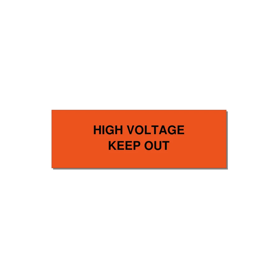 3.0x1.0" High Voltage Warning Sign - HIGH VOLTAGE KEEP OUT — 3x1" Black on Orange, Adhesive