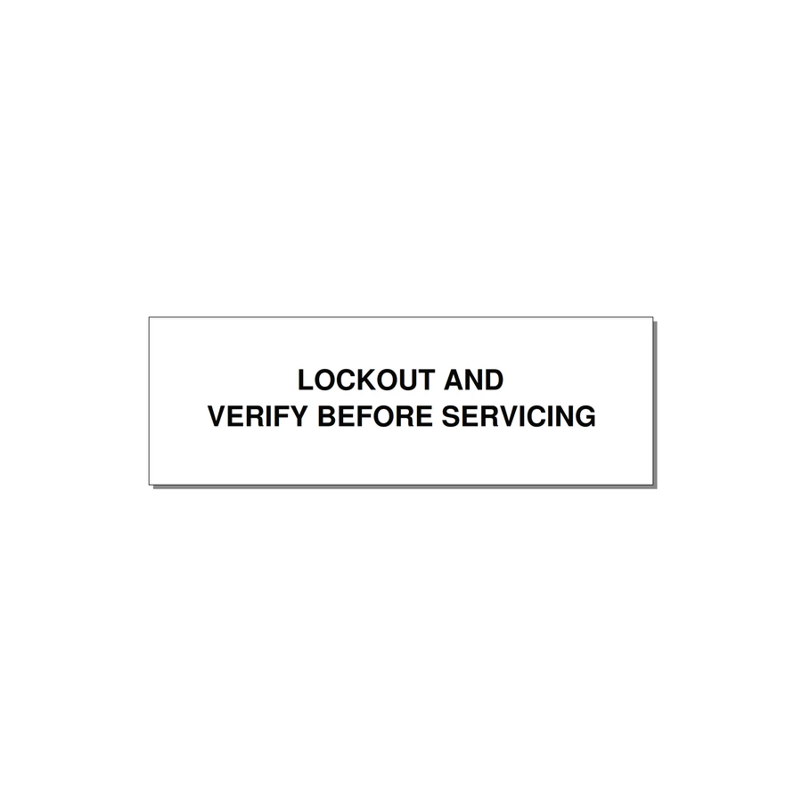 3.0x1.0" Lockout Tagout Label - LOCKOUT AND VERIFY BEFORE — 3x1" Black on White, Holes
