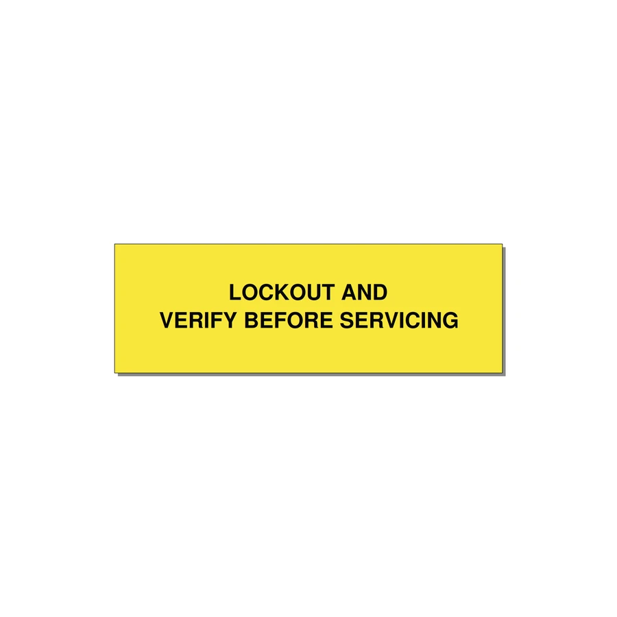 3.0x1.0" Lockout Tagout Label - LOCKOUT AND VERIFY BEFORE — 3x1" Black on Yellow, Adhesive