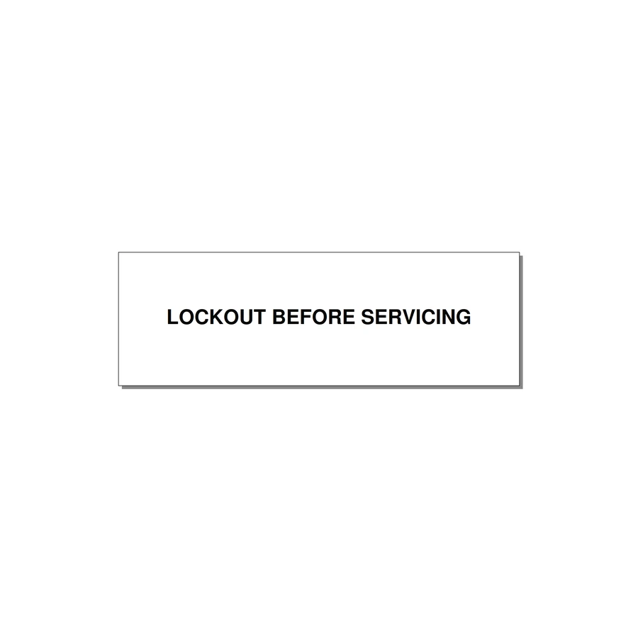 3.0x1.0" Lockout Tagout Label - LOCKOUT BEFORE SERVICING — 3x1" Black on White, Holes