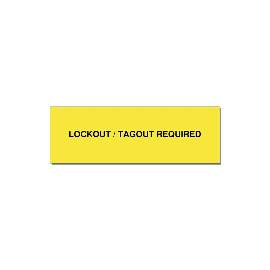 3.0x1.0" Lockout Tagout Label - LOCKOUT / TAGOUT REQUIRED — 3x1" Black on Yellow, Holes