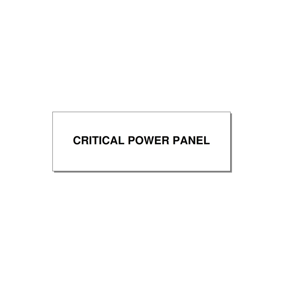 3.0x1.0" Panel Identification Label - CRITICAL POWER PANEL — 3x1" Black on White, Holes