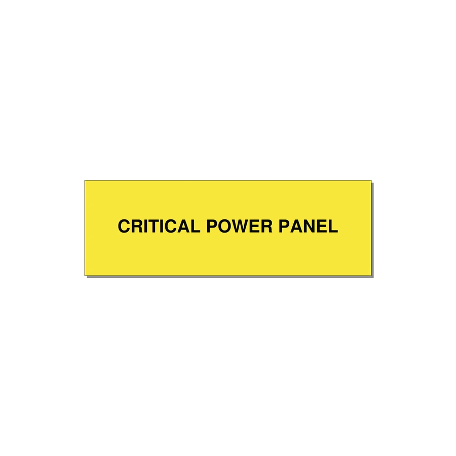 3.0x1.0" Panel Identification Label - CRITICAL POWER PANEL — 3x1" Black on Yellow, Adhesive