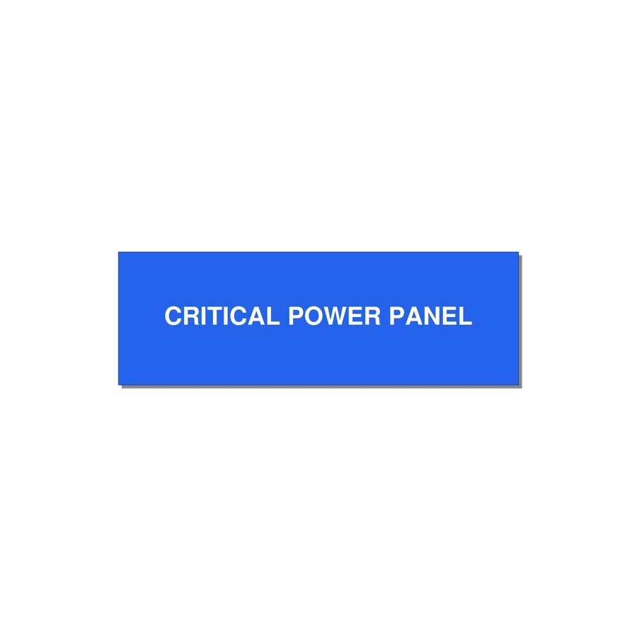 3.0x1.0" Panel Identification Label - CRITICAL POWER PANEL — 3x1" White on Blue, Holes