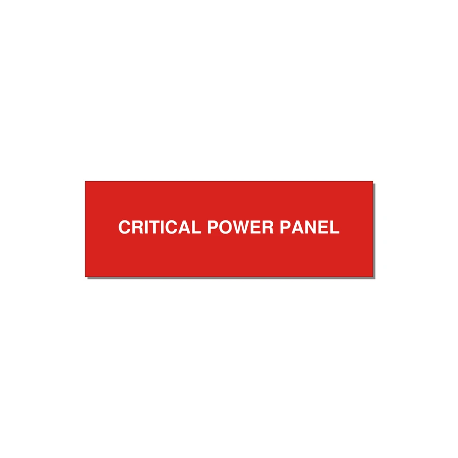 3.0x1.0" Panel Identification Label - CRITICAL POWER PANEL — 3x1" White on Red, Adhesive
