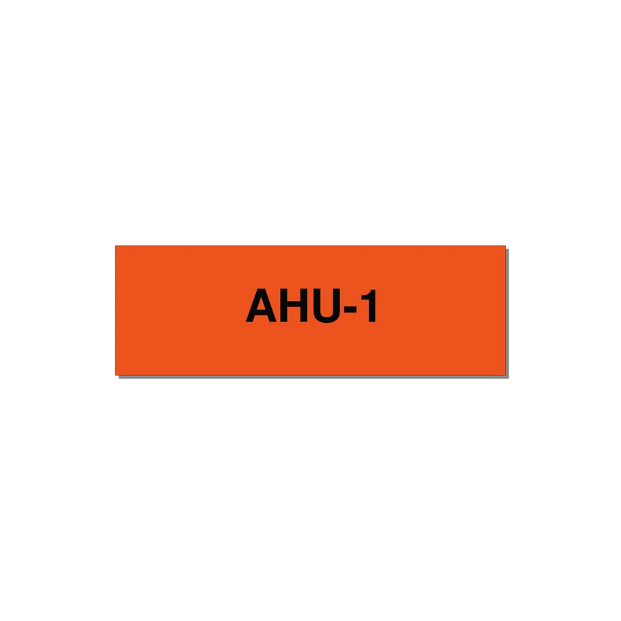 3.0x1.0" Safety Label - AHU-1 — 3x1" Black on Orange, Holes