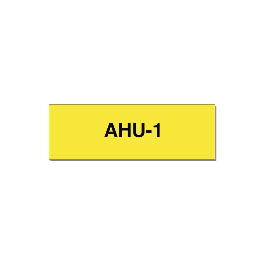 3.0x1.0" Safety Label - AHU-1 — 3x1" Black on Yellow, Holes