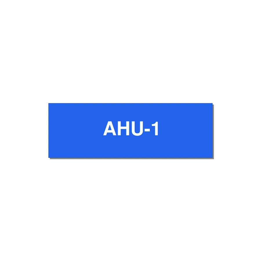 3.0x1.0" Safety Label - AHU-1 — 3x1" White on Blue, Holes