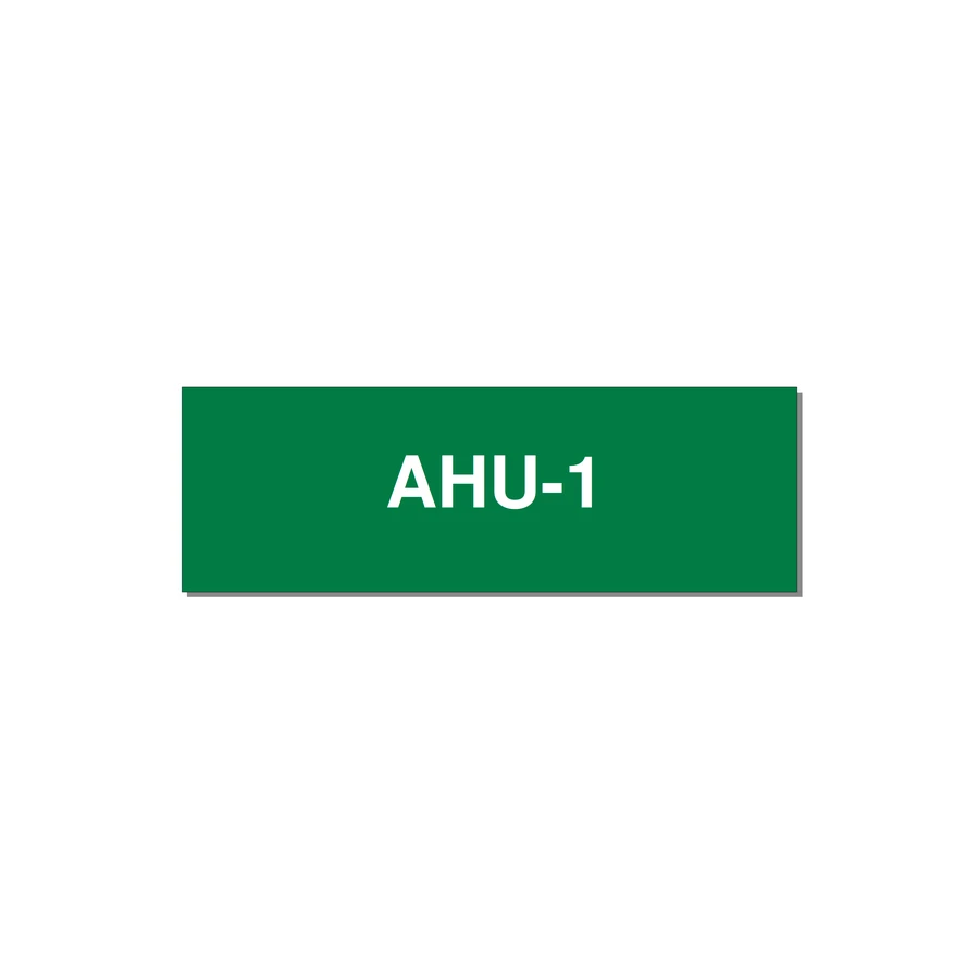 3.0x1.0" Safety Label - AHU-1 — 3x1" White on Green, Adhesive