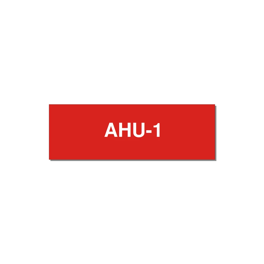 3.0x1.0" Safety Label - AHU-1 — 3x1" White on Red, Adhesive