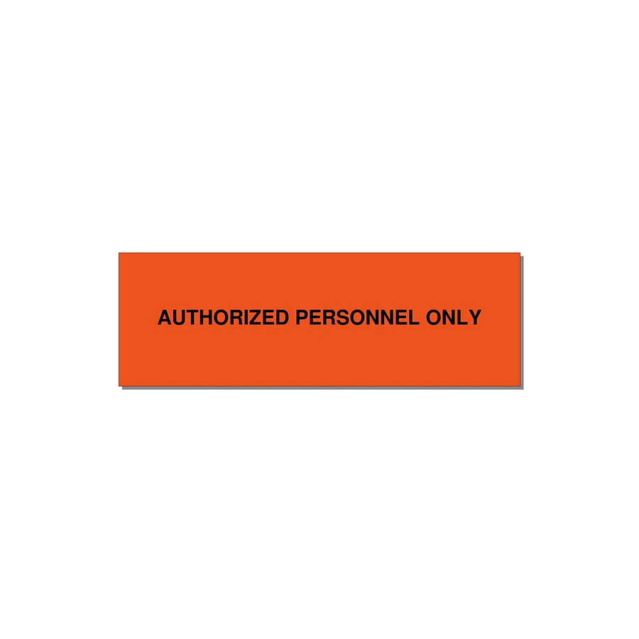 3.0x1.0" Safety Label - AUTHORIZED PERSONNEL ONLY — 3x1" Black on Orange, Holes