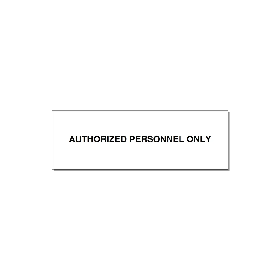 3.0x1.0" Safety Label - AUTHORIZED PERSONNEL ONLY — 3x1" Black on White, Holes