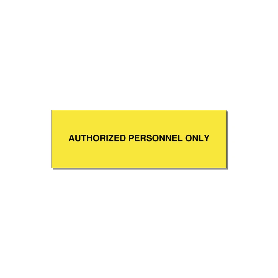 3.0x1.0" Safety Label - AUTHORIZED PERSONNEL ONLY — 3x1" Black on Yellow, Holes