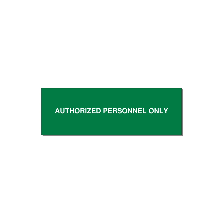 3.0x1.0" Safety Label - AUTHORIZED PERSONNEL ONLY — 3x1" White on Green, Holes
