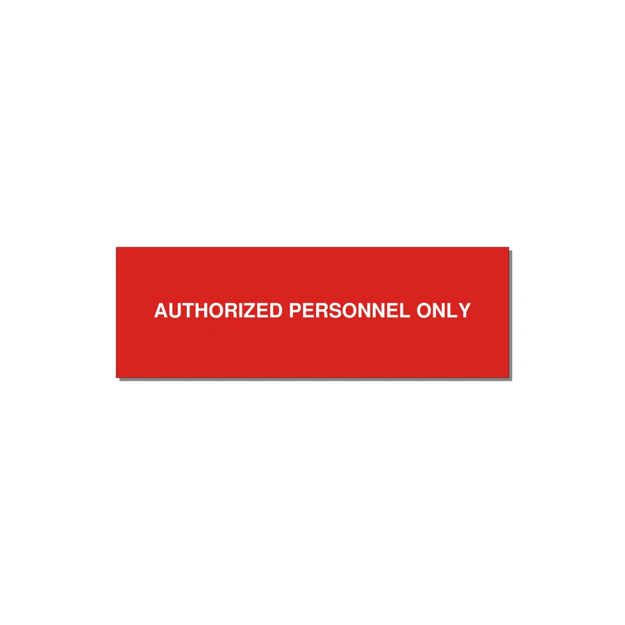 3.0x1.0" Safety Label - AUTHORIZED PERSONNEL ONLY — 3x1" White on Red, Adhesive