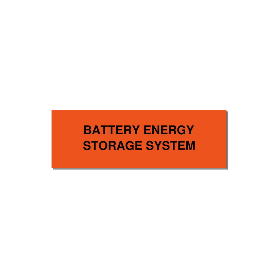 3.0x1.0" Safety Label - BATTERY ENERGY STORAGE SY — 3x1" Black on Orange, Holes