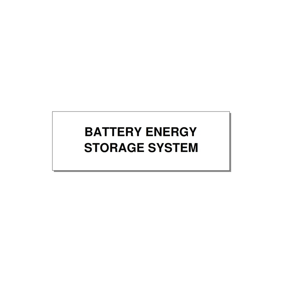 3.0x1.0" Safety Label - BATTERY ENERGY STORAGE SY — 3x1" Black on White, Adhesive