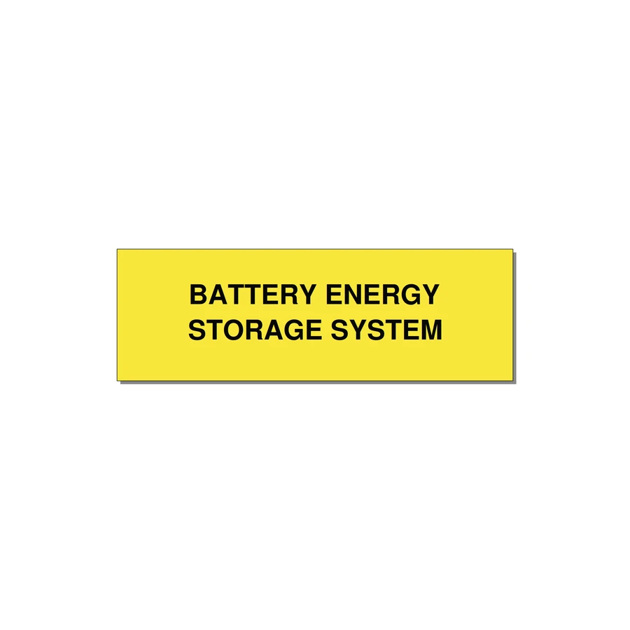 3.0x1.0" Safety Label - BATTERY ENERGY STORAGE SY — 3x1" Black on Yellow, Holes