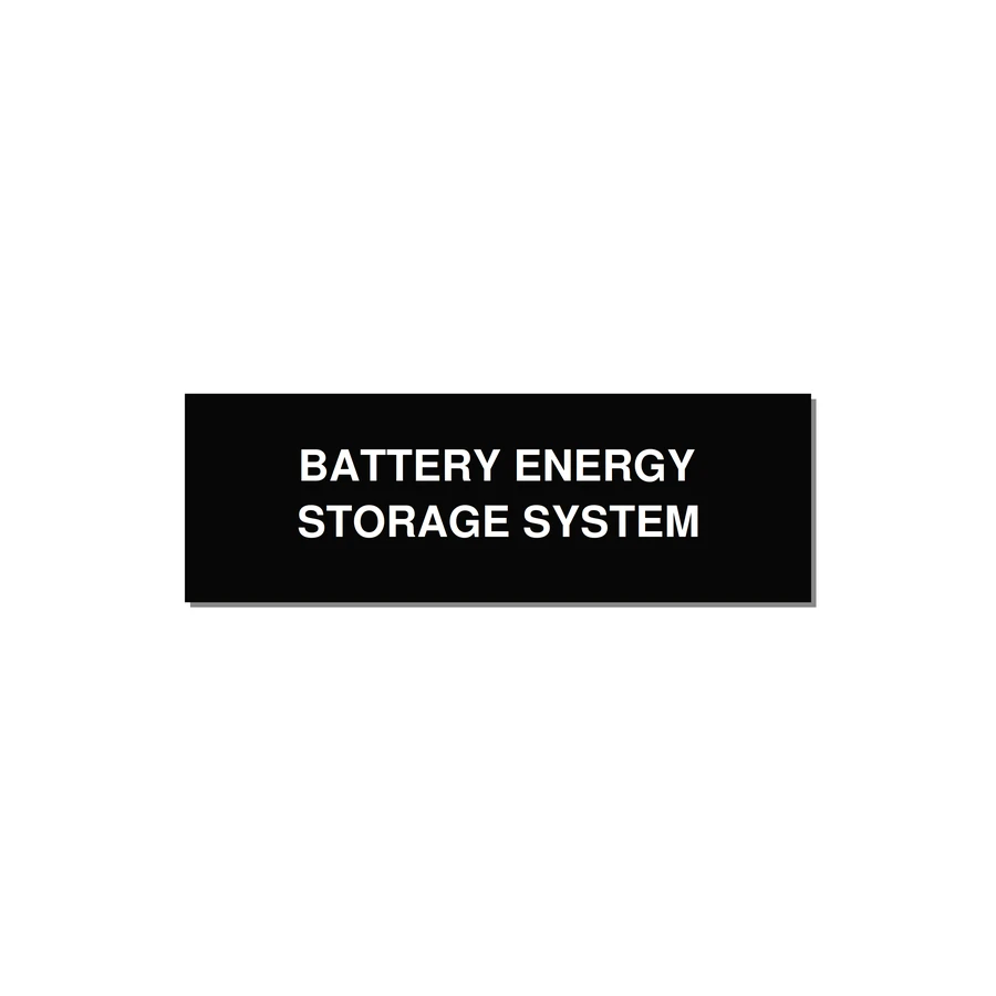 3.0x1.0" Safety Label - BATTERY ENERGY STORAGE SY — 3x1" White on Black, Adhesive