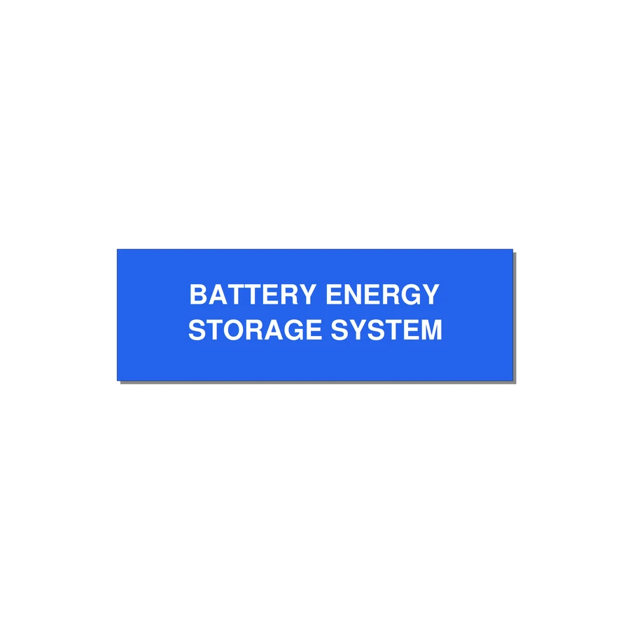 3.0x1.0" Safety Label - BATTERY ENERGY STORAGE SY — 3x1" White on Blue, Adhesive
